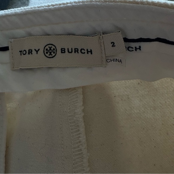 Tory Burch Button Fly Wide Leg Preppy Denim Cream High Rise Sailor Pants Size 2 - Picture 12 of 16